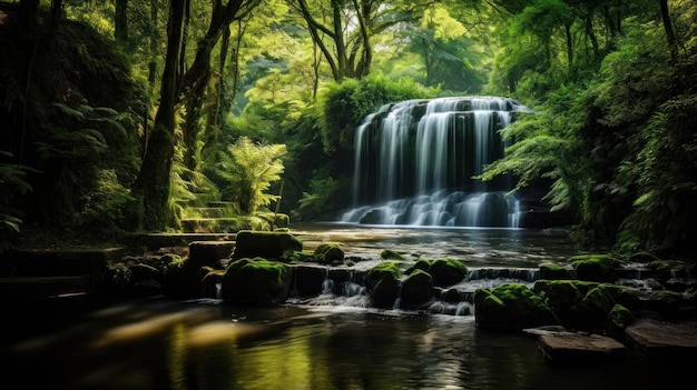 Uma cachoeira em uma floresta