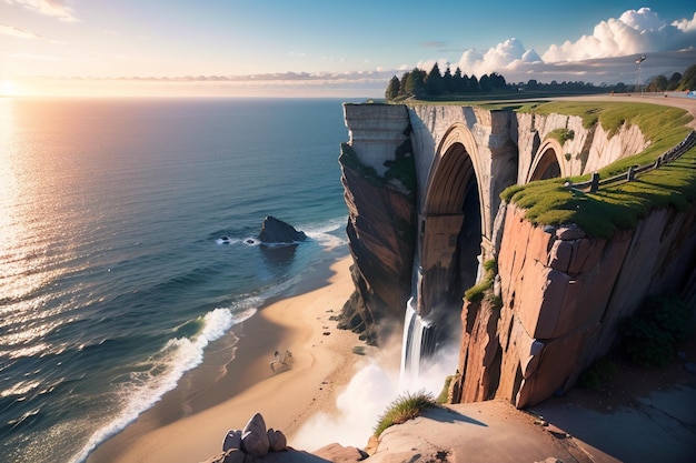 Uma cachoeira na costa de oregon