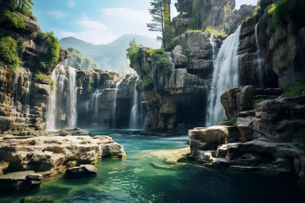 Uma cachoeira nas montanhas