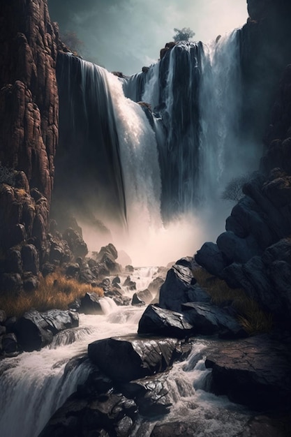 Uma cachoeira nas montanhas