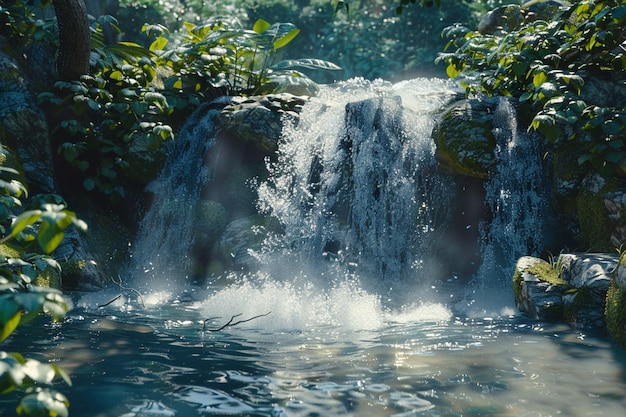 Uma cachoeira serena escondida nas profundezas de um bosque