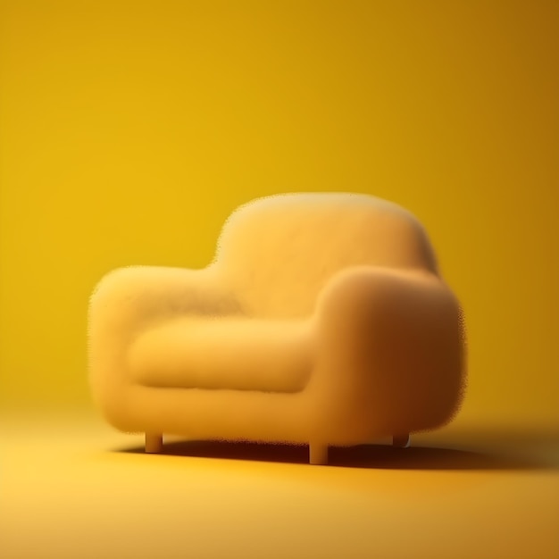 Uma cadeira amarela com a palavra "on it" embaixo.