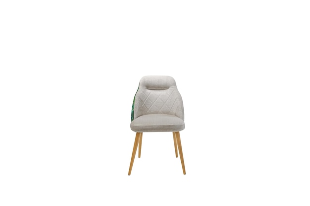 Uma cadeira branca com pernas de madeira que diz 'eu sou um chefe'