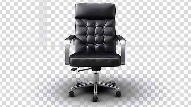 uma cadeira de escritório preta com uma parte de trás de couro e uma parte de traseiro de couro preto