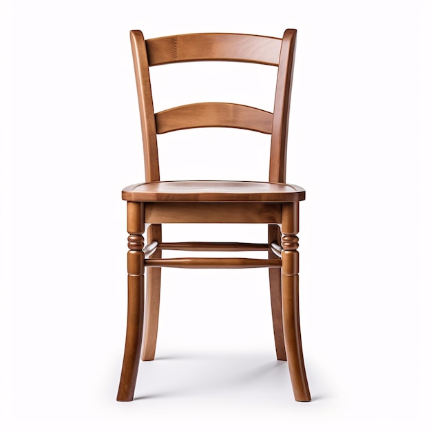 uma cadeira de madeira com um fundo branco