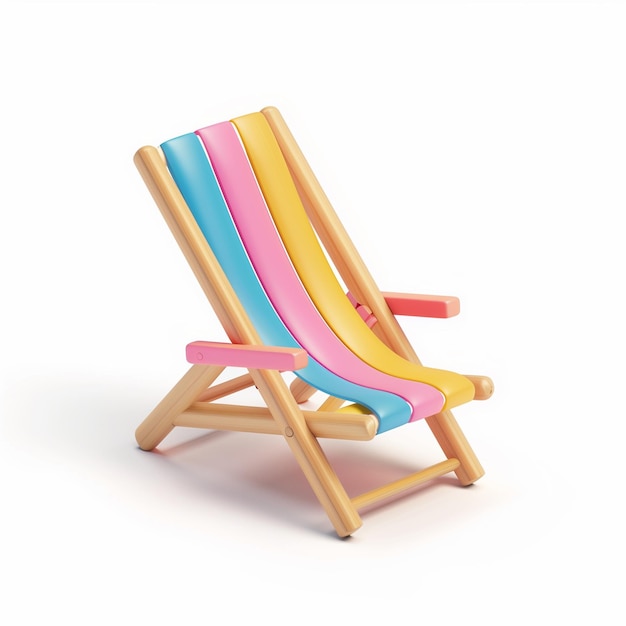 Foto uma cadeira de praia colorida com um assento listrado arco-íris