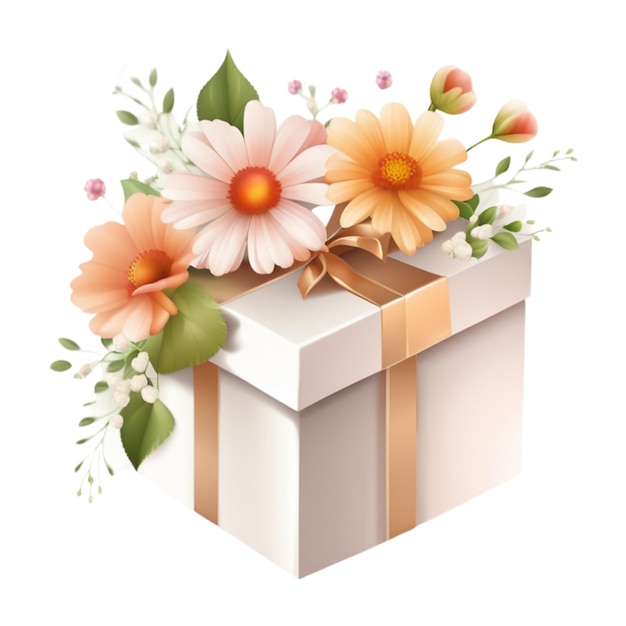 Uma caixa de presente com design floral