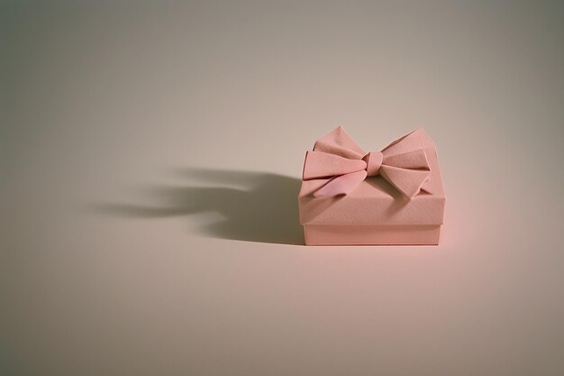 Uma caixa de presente rosa com um laço