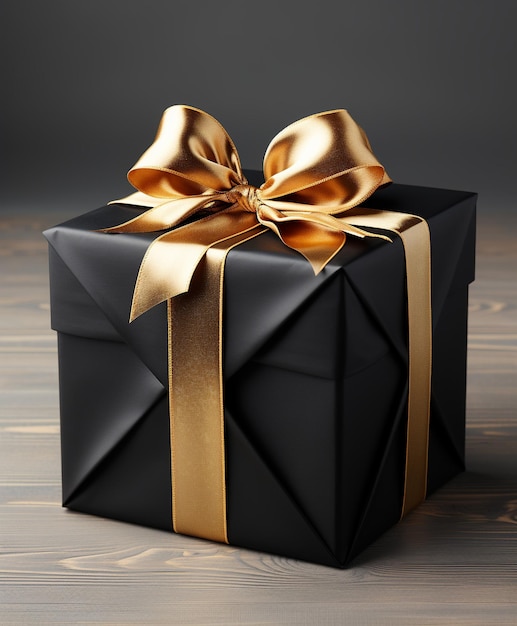 uma caixa de presentes com um toque dourado