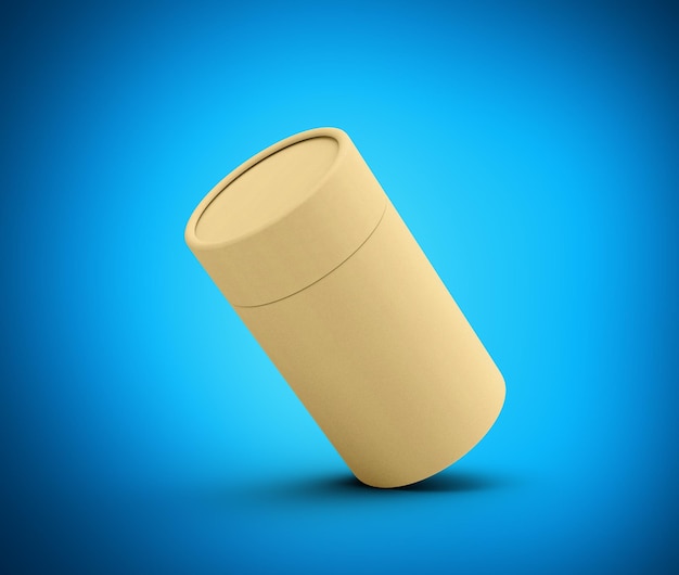 Uma caixa de recipiente cilíndrica de papel beige elegante para embalagem de produtos Conceito Ilustração 3d