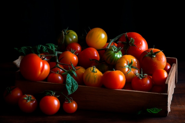 Uma caixa de tomates