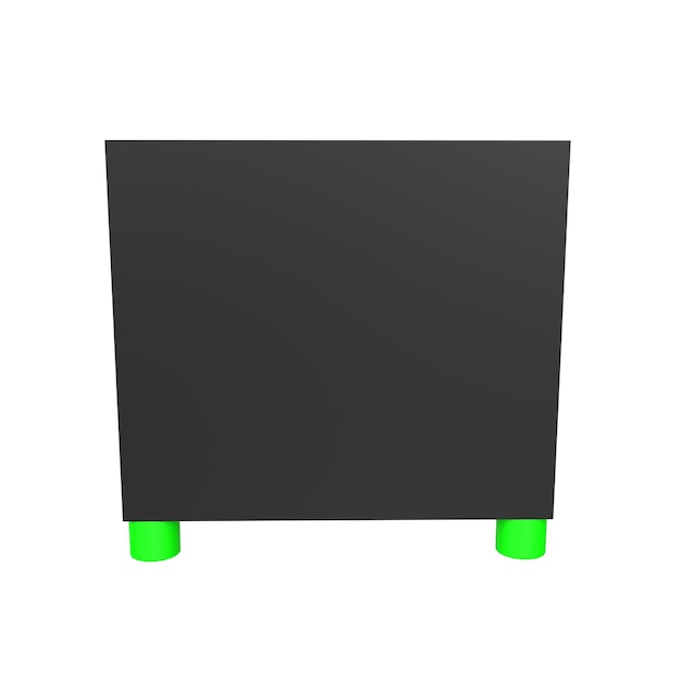 Uma caixa preta com rodas verdes que diz 'a palavra' nela '