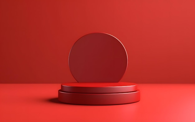 Uma caixa redonda vermelha com um círculo vermelho no meio.