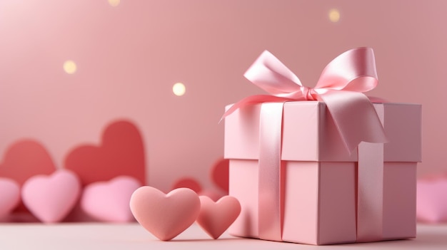 Uma caixa rosa com um coração rosa.