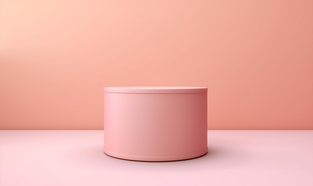 Uma caixa rosa em uma superfície branca com um fundo rosa generativo ai