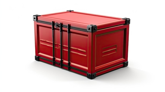 Uma caixa vermelha com uma maçaneta preta e uma caixa vermelha no lado.