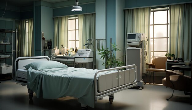 Foto uma cama médica azul