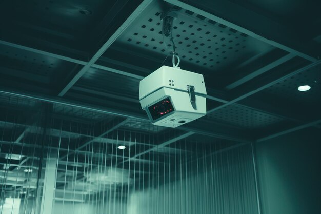 Uma câmara de CCTV está montada no teto