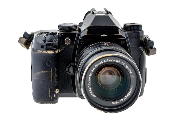 uma câmera Nikon preta com a palavra canon na parte inferior