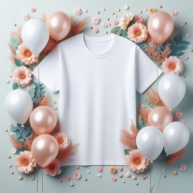 uma camisa branca com flores cor-de-rosa e laranja e uma camiseta branca com flores rosas na frente