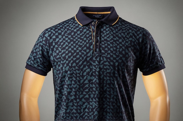 uma camisa com um padrão azul e branco