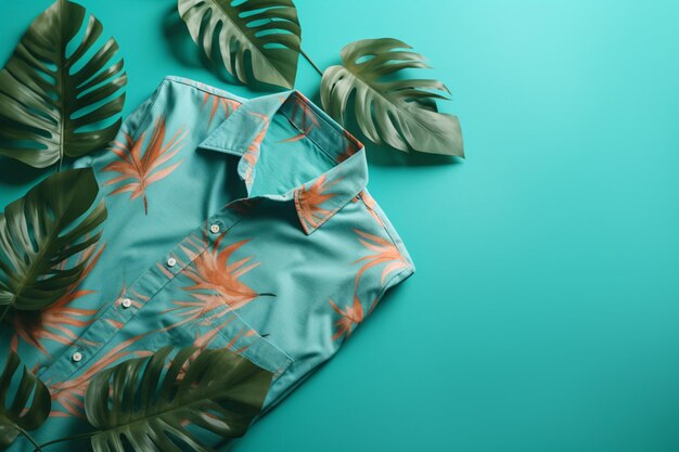 Uma camisa com uma folha tropical e uma camisa que diz 'tropical'