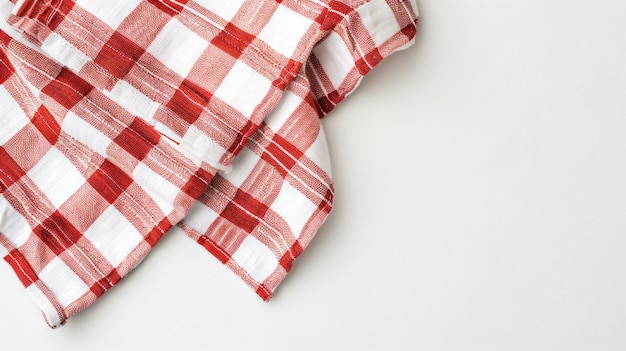 Foto uma camisa de plaid vermelha e branca está deitada em uma superfície branca