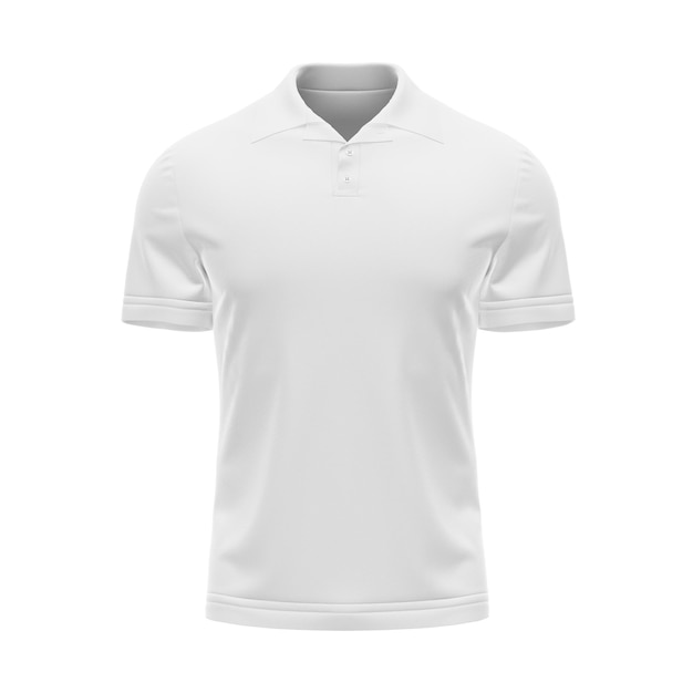 uma camisa de polo branca em branco vista frontal isolada em um fundo branco