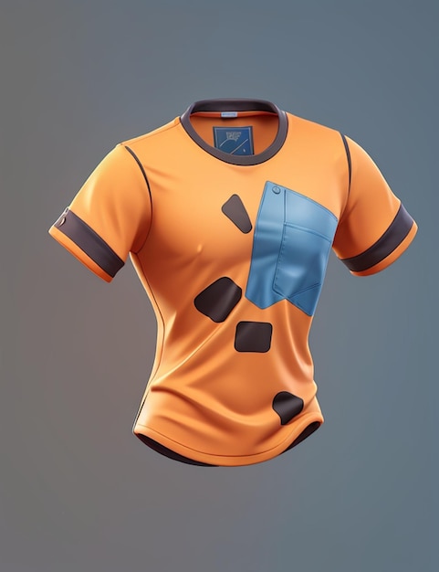 Uma camisa laranja com um desenho azul