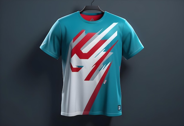 uma camisa Nike azul e branca com um logotipo da Nike
