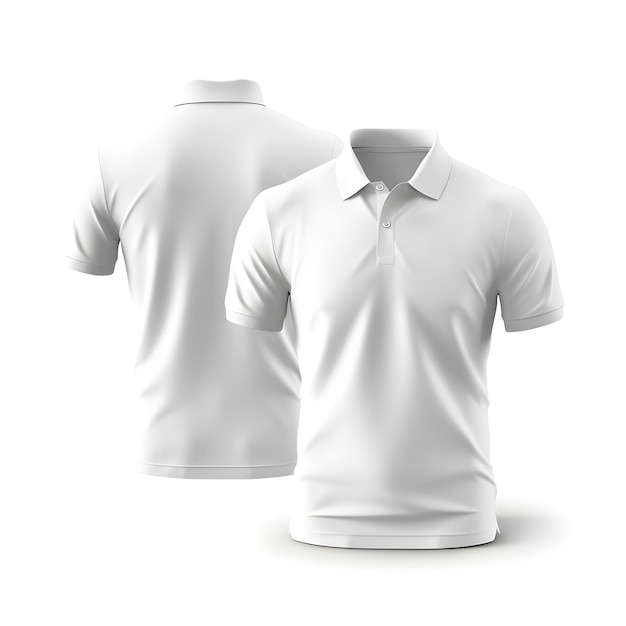 Uma camisa polo branca com a palavra polo na frente.