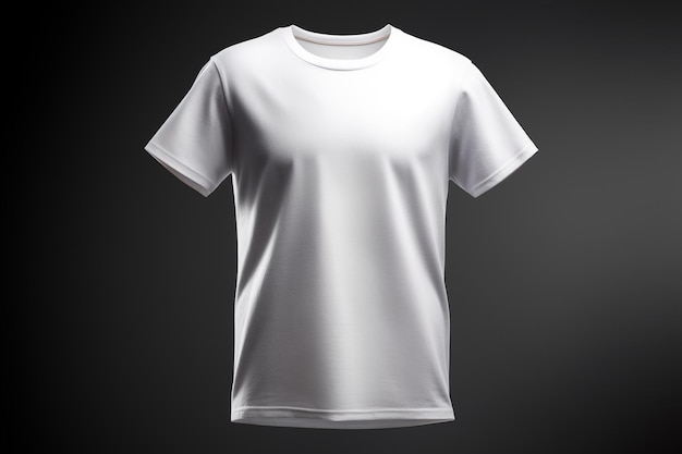 Uma camiseta branca com fundo preto.