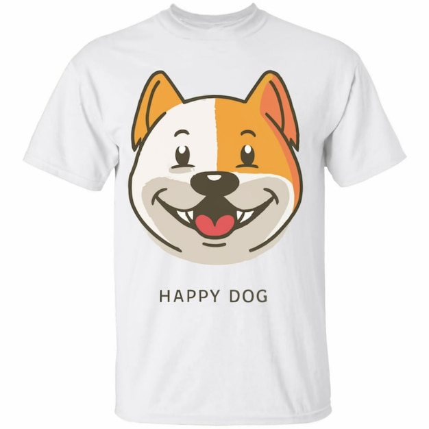 uma camiseta branca com um cachorro de desenho animado na frente