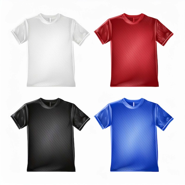 uma camiseta branca e azul com um desenho vermelho e preto