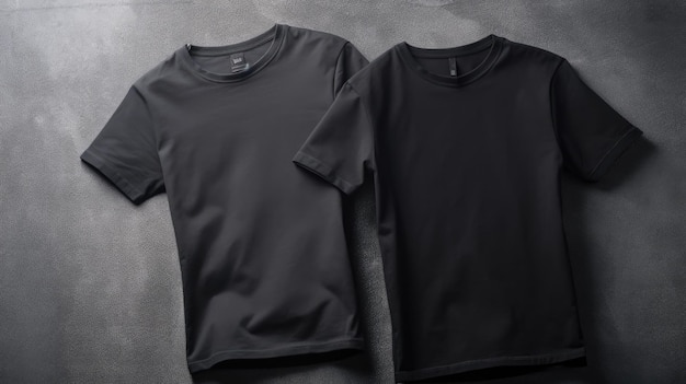 Uma camiseta preta está ao lado de uma preta