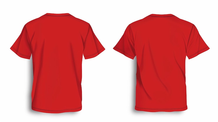 Foto uma camiseta vermelha com a parte de trás mostrando a parte de atrás e a
