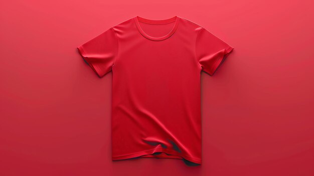 Foto uma camiseta vermelha simples sobre um fundo vermelho a camiseta é feita de um material de algodão macio e tem um ajuste relaxado