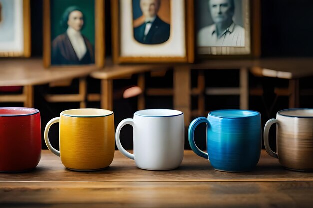 Uma caneca branca com uma foto de um homem e uma mulher à esquerda.