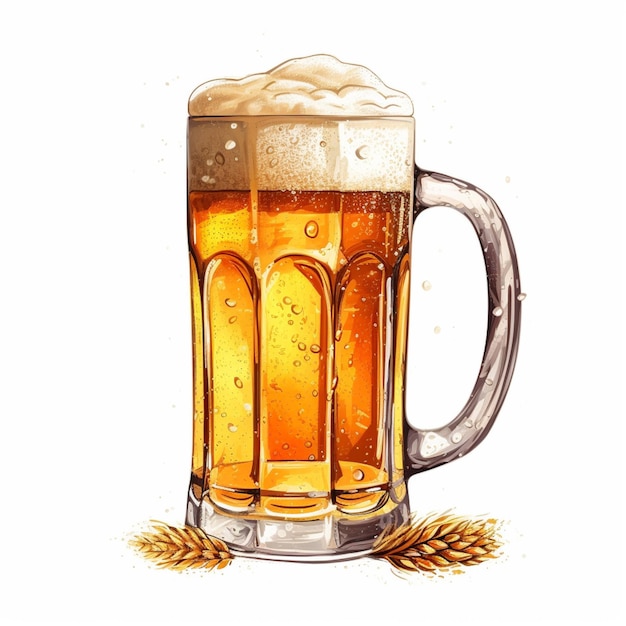 Uma caneca de cerveja com uma grande caneca de cerveja.
