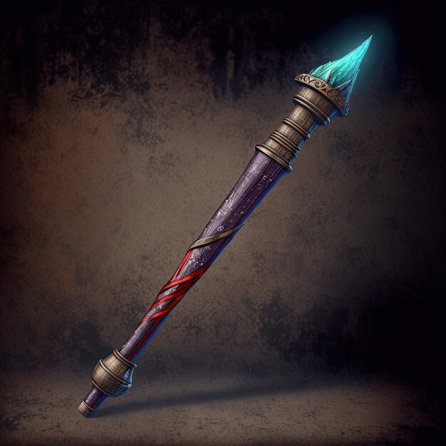 uma caneta de cores brilhantes com uma chama azul