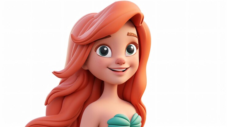 Foto uma caprichosa ilustração 3d de uma sereia alegre exibindo um sorriso cativante em um retrato em close-up com seus olhos hipnotizantes e cauda iridescente cintilante esta criatura encantadora radia