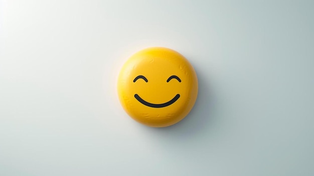 uma cara sorridente amarela em uma superfície branca