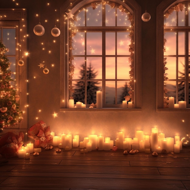 Foto uma casa com luzes de natal e bolas brancas