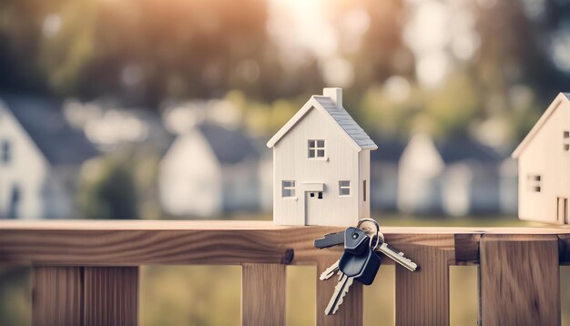 Foto uma casa com um monte de chaves e uma casa com uma chave pendurada dela