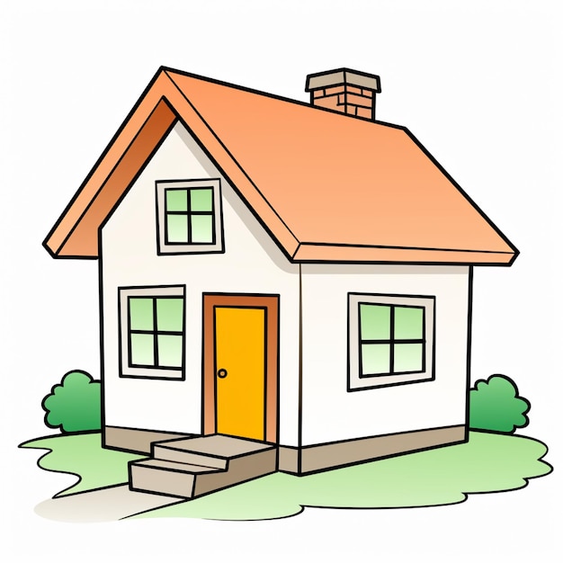 Uma casa de desenho animado com uma porta amarela e um telhado marrom gerador de ia