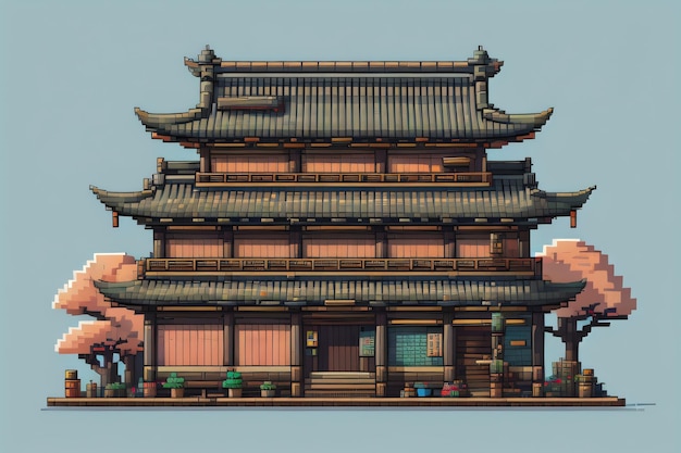 Uma casa de estilo japonês em minecraft