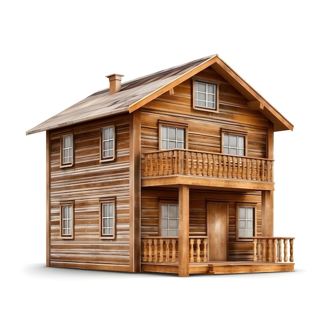 Uma casa de madeira com varanda e varanda.