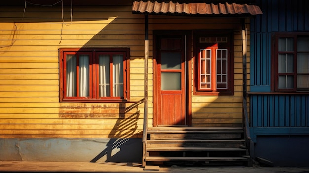 Uma casa de madeira na cidade