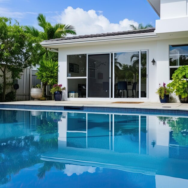 Foto uma casa de verão dispendiosa, luxuosa e rara com uma arquitetura deslumbrante.