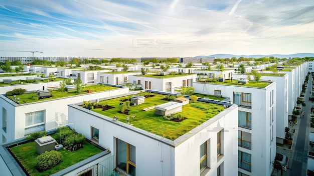 Uma casa ecológica perfeita com um telhado verde exuberante que promove um futuro mais verde